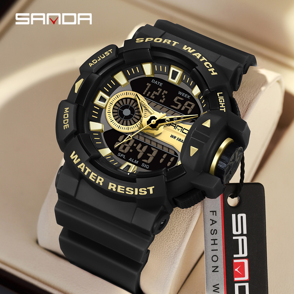 Resin Art Underwater - Montre électronique pour homme SANDA 3310,
