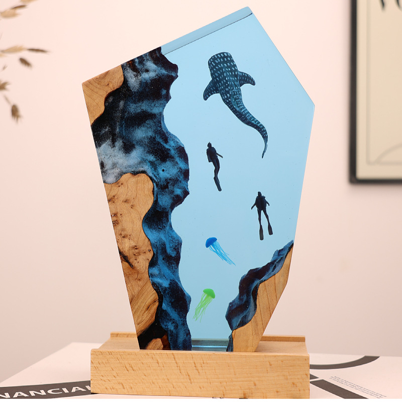 Resin Art Gift For Wedding - Ornement lumineux de bureau en résine,