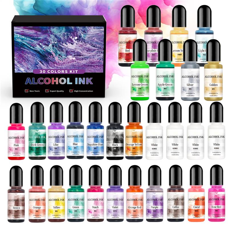 Resin Art Alcohol Ink - Kit de pigments en résine époxy,