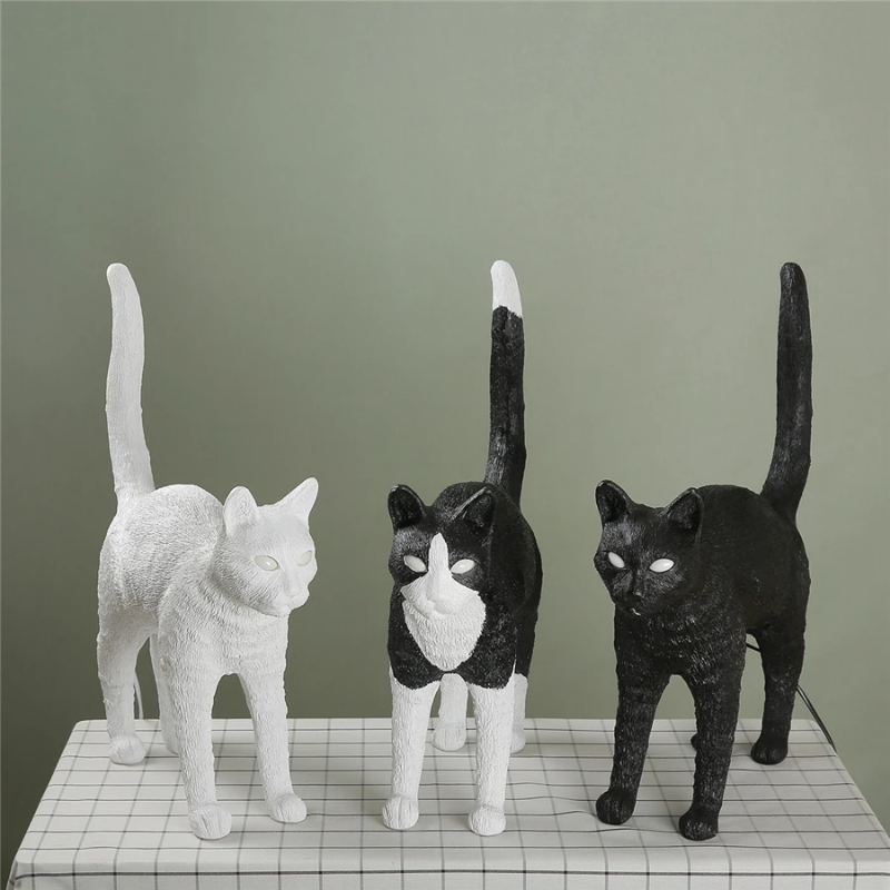 Resin Art On Floor - Lampe de Table Nordique Chat Noir