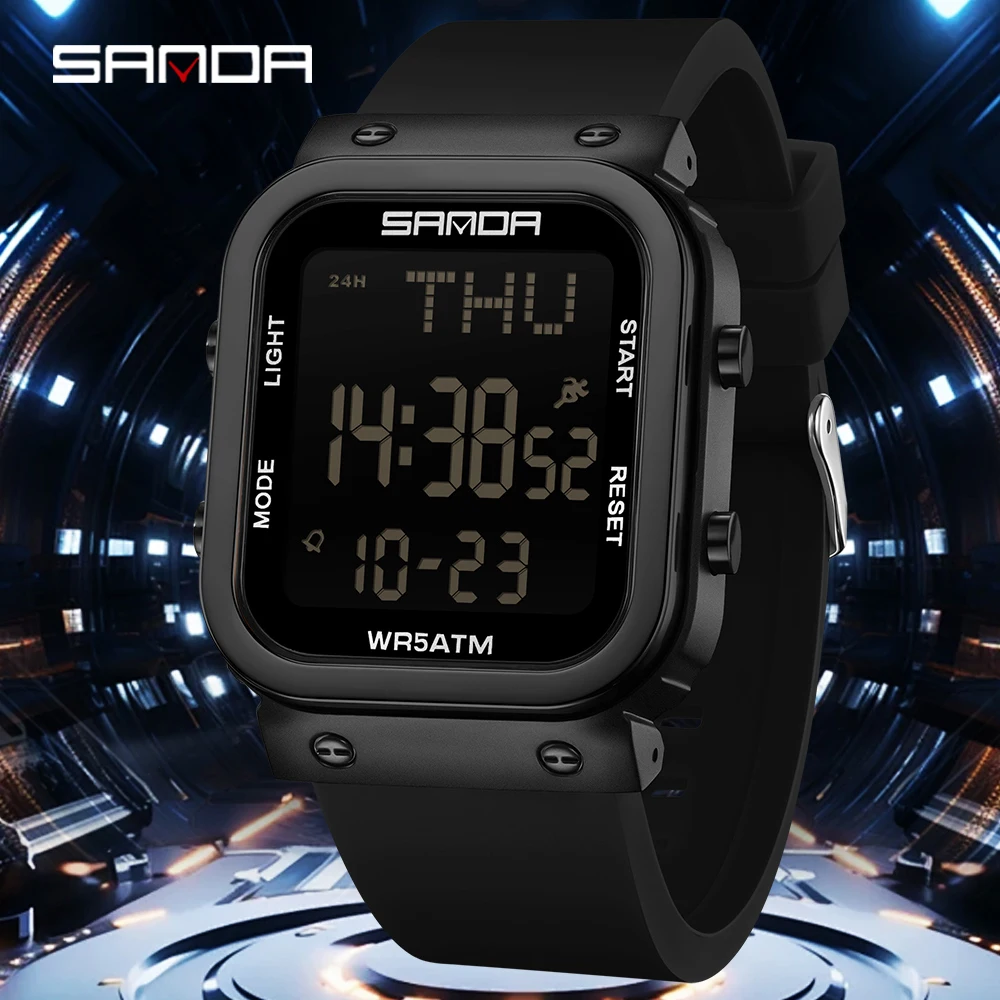 Resin Art Underwater - Montre numérique SANDA pour homme, montre