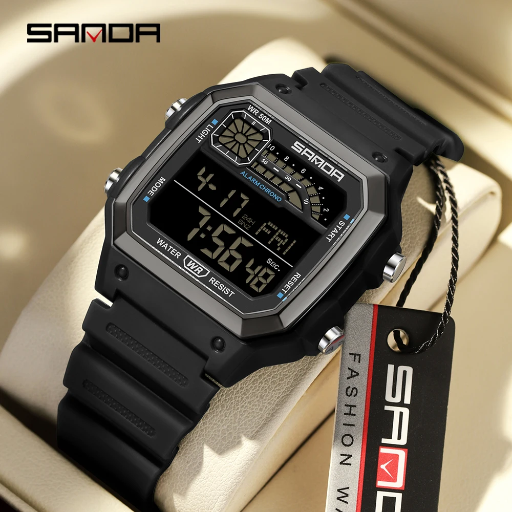 Resin Art Underwater - SANDA 6196 montre électronique multi fonctionnelle