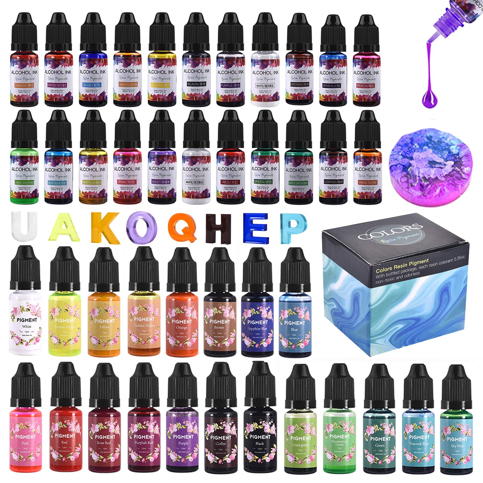 Resin Art Alcohol Ink - Kit de pigments en résine, 1