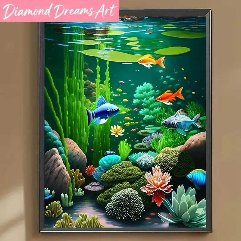 Resin Art Underwater - Peinture diamantée sans cadre, monde sous-marin,