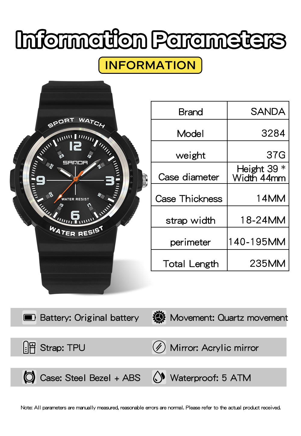 Montre à quartz SANDA New 3284 - Resin Art Underwater avis et prix