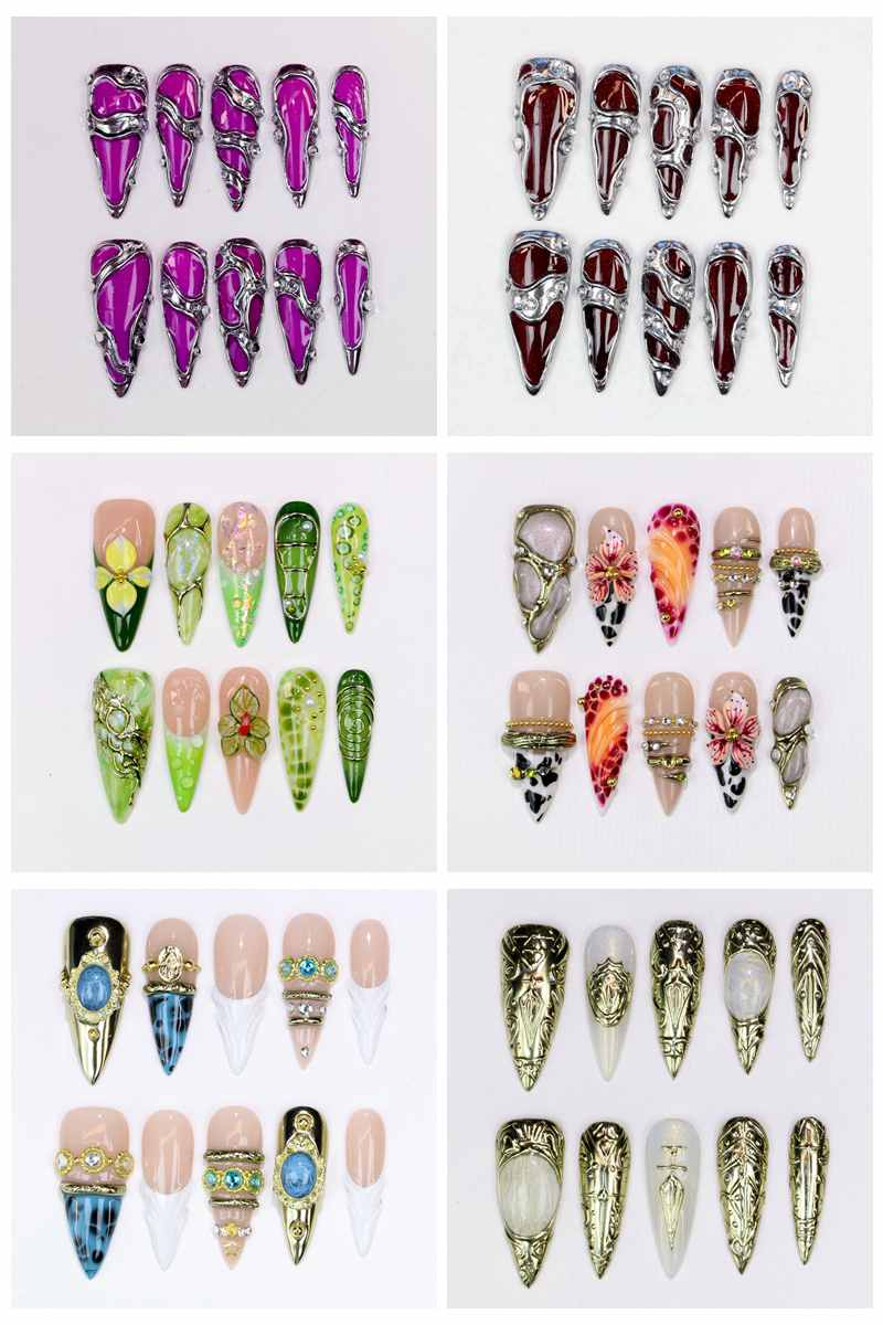 10 faux ongles longs en forme  - Resin Art Of Flowers avis et prix
